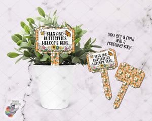 Bee's and Butterflies Welcome Garden Stake Design