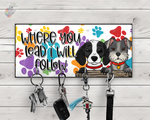 Load image into Gallery viewer, Beagle and Schnauzer Where You Lead, I Will Follow Key Hanger Design
