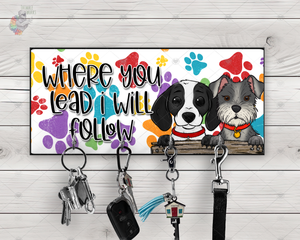 Beagle and Schnauzer Where You Lead, I Will Follow Key Hanger Design