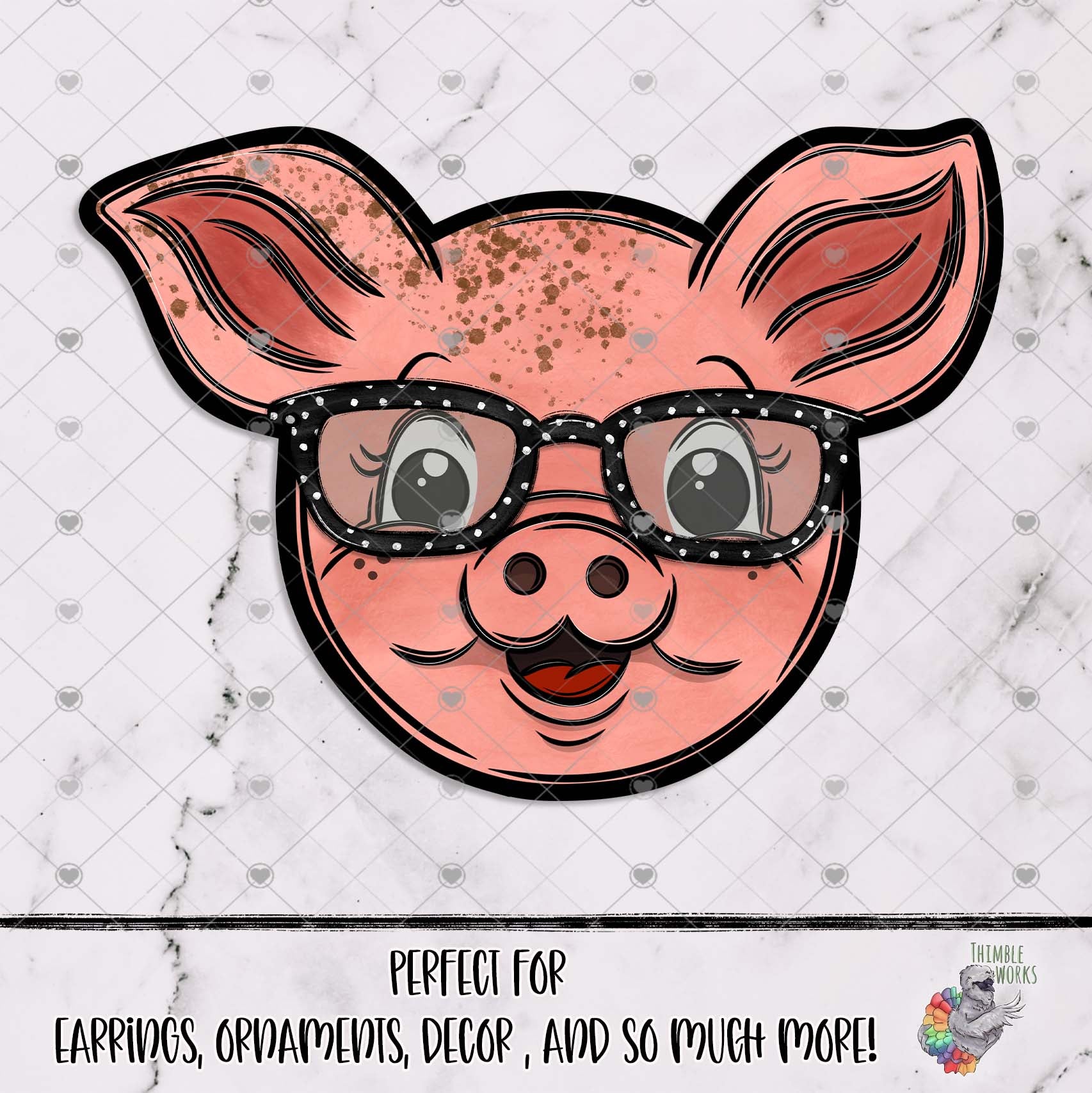 Polka Dot Glasses Pig Head Design