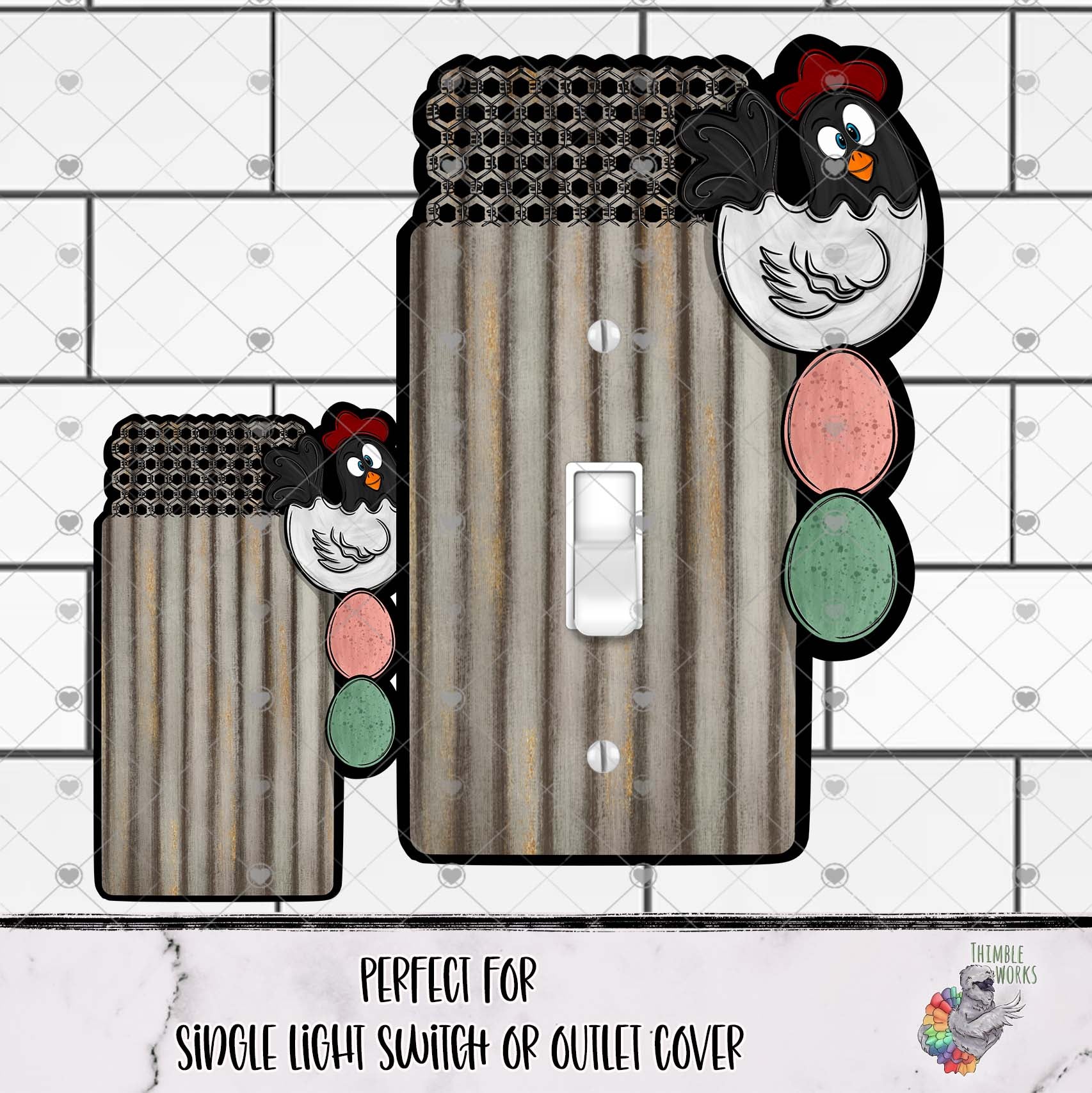 Black and White Chicken Wire Outlet Cover Design