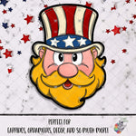 Load image into Gallery viewer, Patriotic Gnome Head with Top Hat Design
