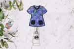 Load image into Gallery viewer, Blue Damask Scrub Top Sublimation Design
