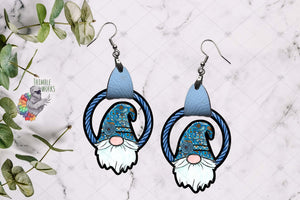 Blue Paisley Gnome Leather Earring Design