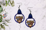 Load image into Gallery viewer, Patriotic Highland Cow Leather Earring Design
