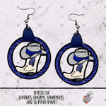 Load image into Gallery viewer, Blue Marching Band Leather Earring
