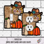 Load image into Gallery viewer, Cowboy Scarecrow with Pumpkin Outlet and Light Switch Cover Design
