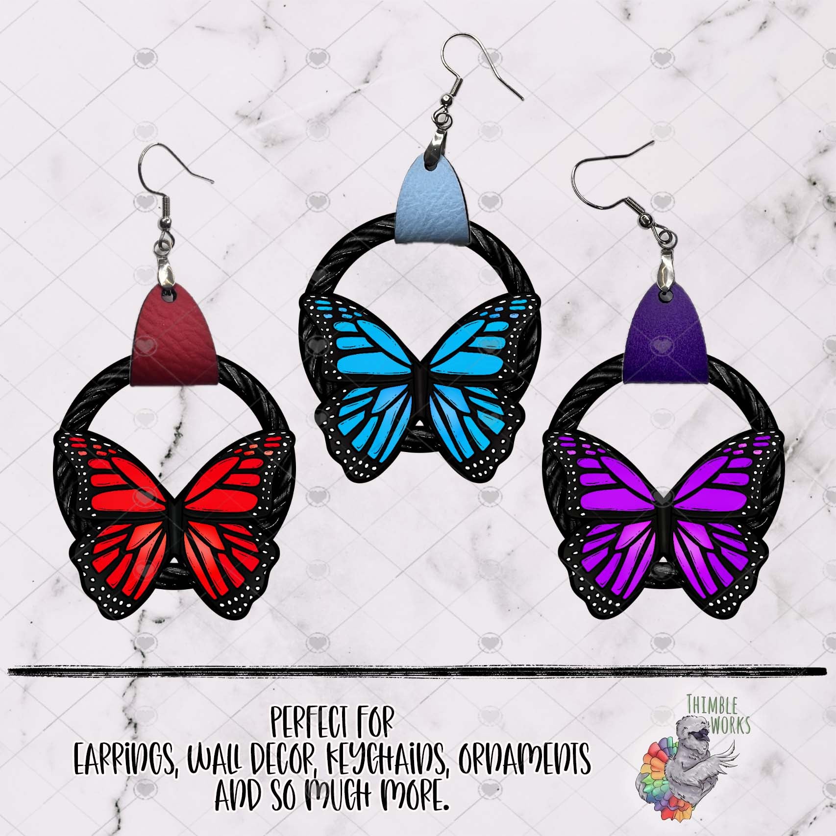 Monarch Butterfly Leather Earring Design Bundle 2