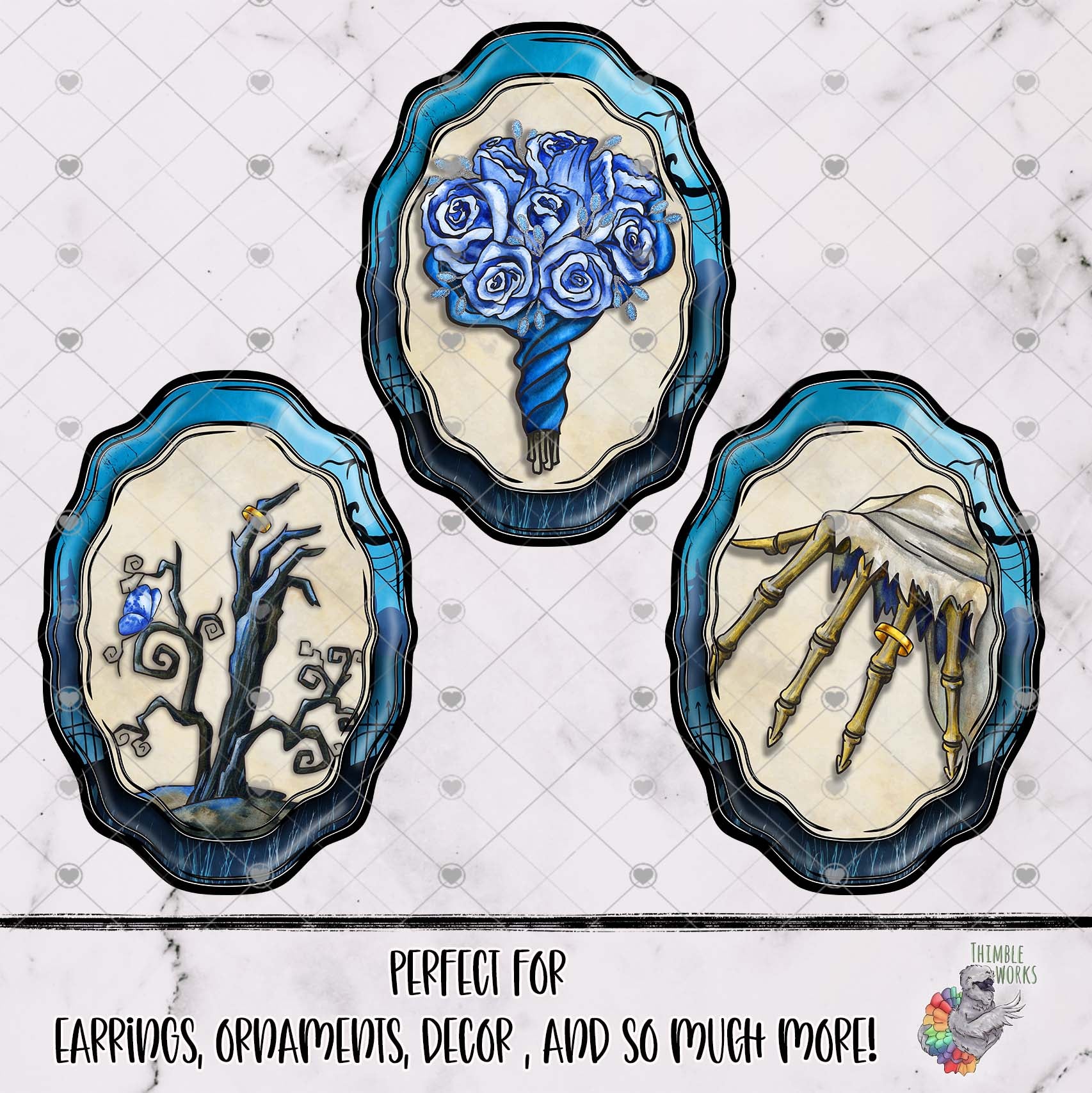 Skeleton Bride Oval Frame Design Bundle