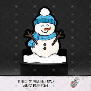 Blue Snowflake Snowman Light Base Design