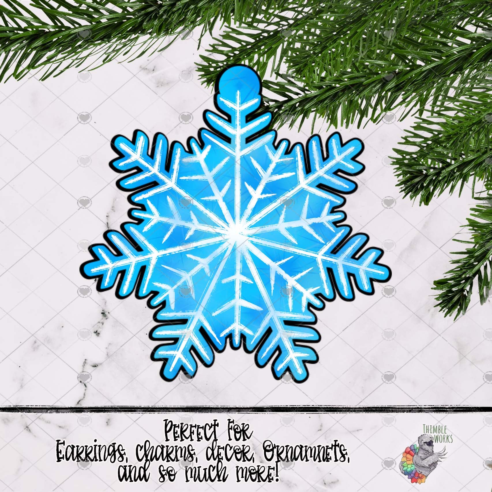 Blue Watercolor Snowflake Design