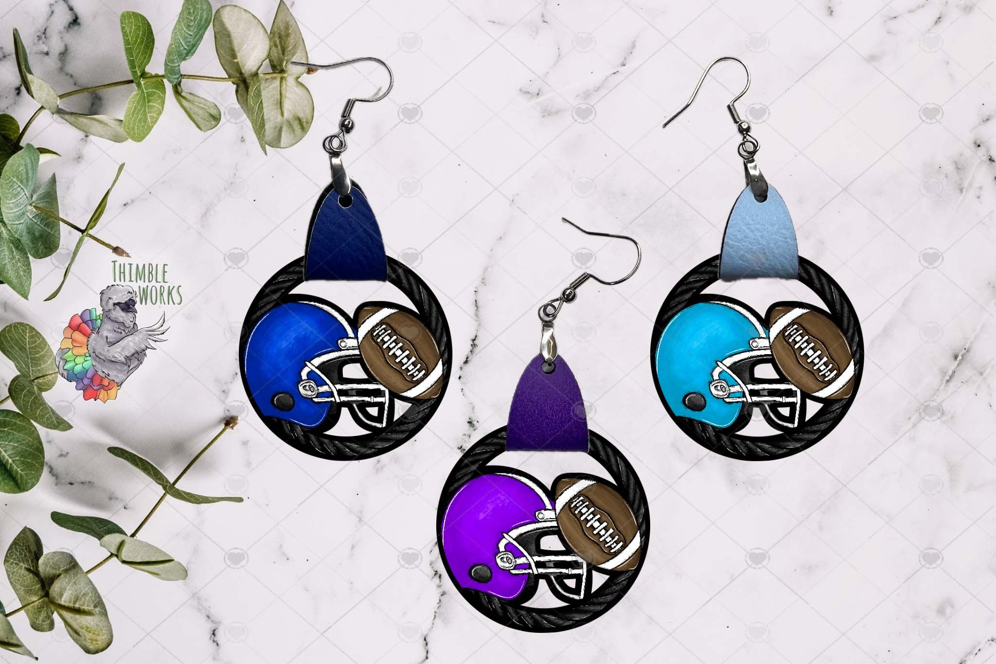 Football Helmet Leather Earring Design Bundle