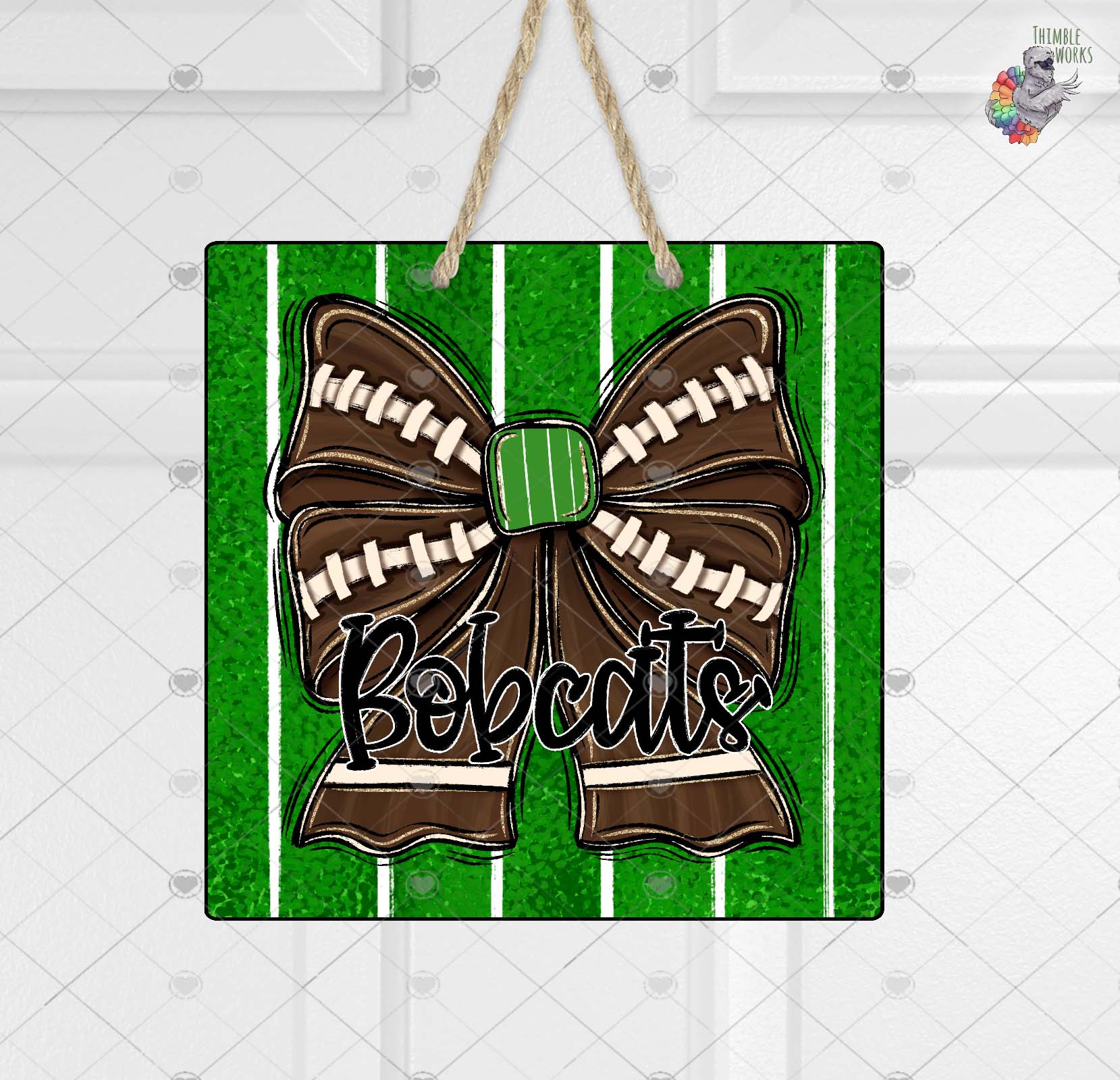 Bobcats Football Coquette Bow Square Design