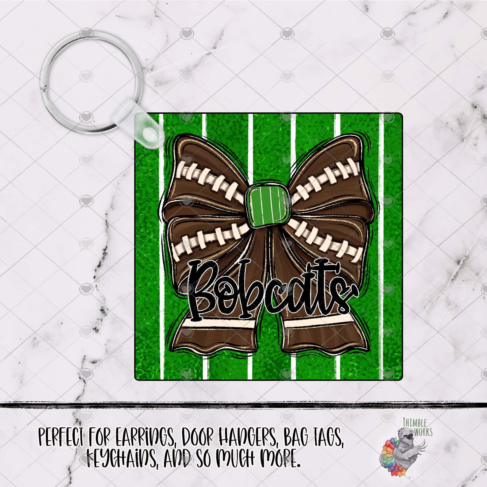 Bobcats Football Coquette Bow Square Design