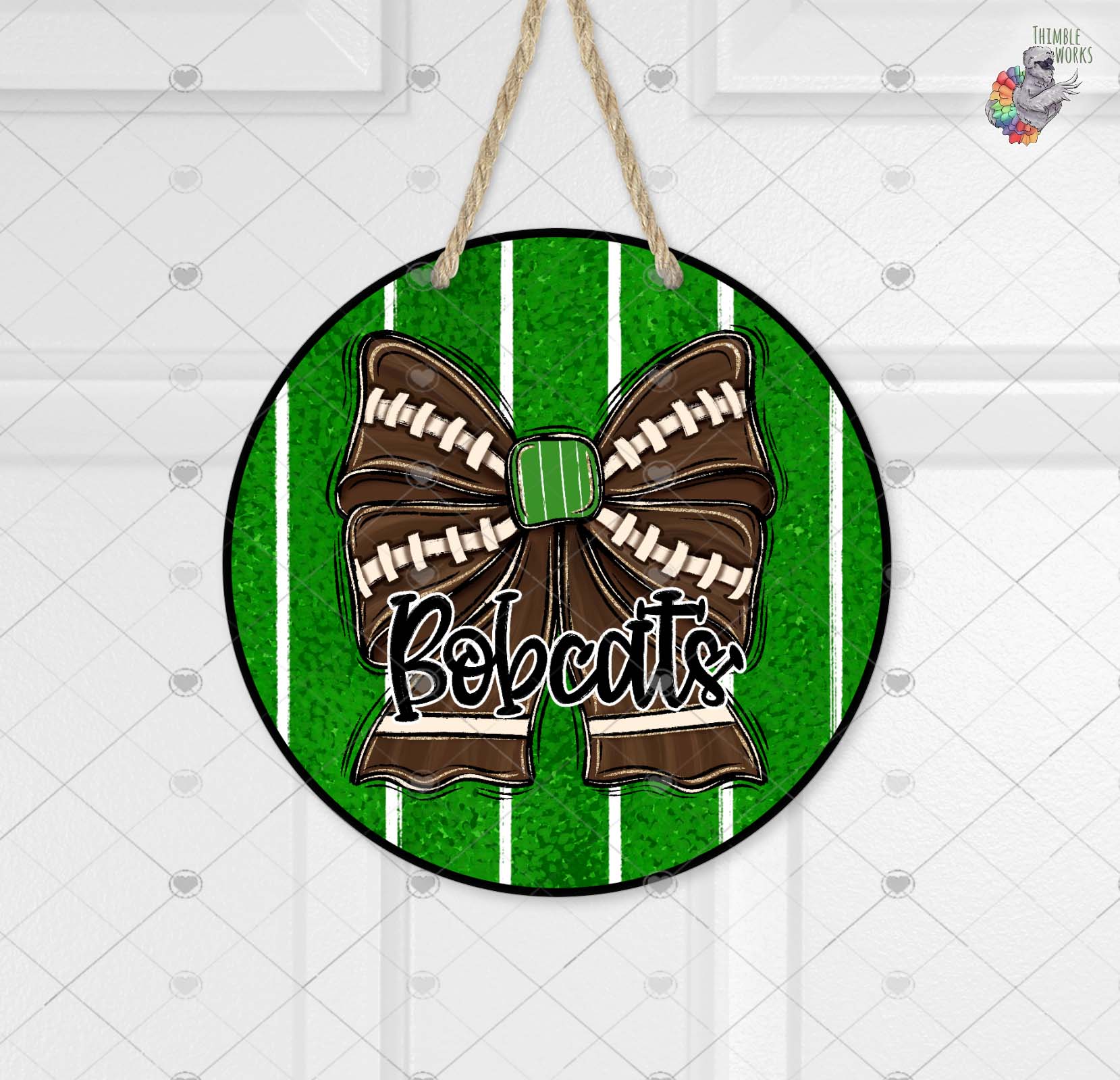 Bobcats Football Coquette Bow Round Design