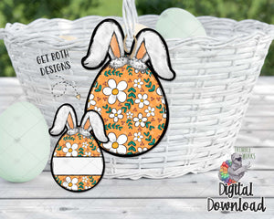 Boho Floppy Bunny Egg Sublimation Design