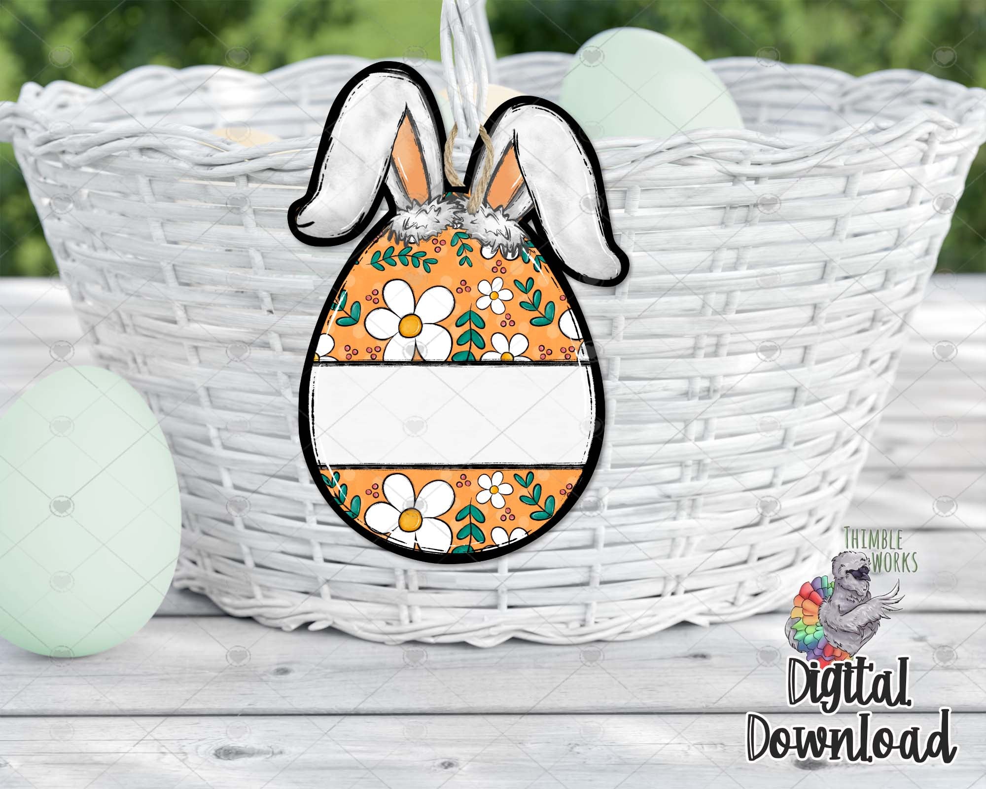 Boho Floppy Bunny Egg Sublimation Design