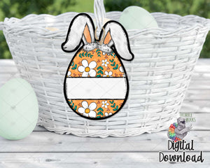 Boho Floppy Bunny Egg Sublimation Design