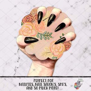 Pink Boho Flower Nail Disc Design