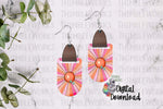 Load image into Gallery viewer, Pink Boho Long Oval Leather Earring Sublimation Design
