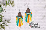 Load image into Gallery viewer, Bright Boho Long Oval Leather Earring Sublimation Design
