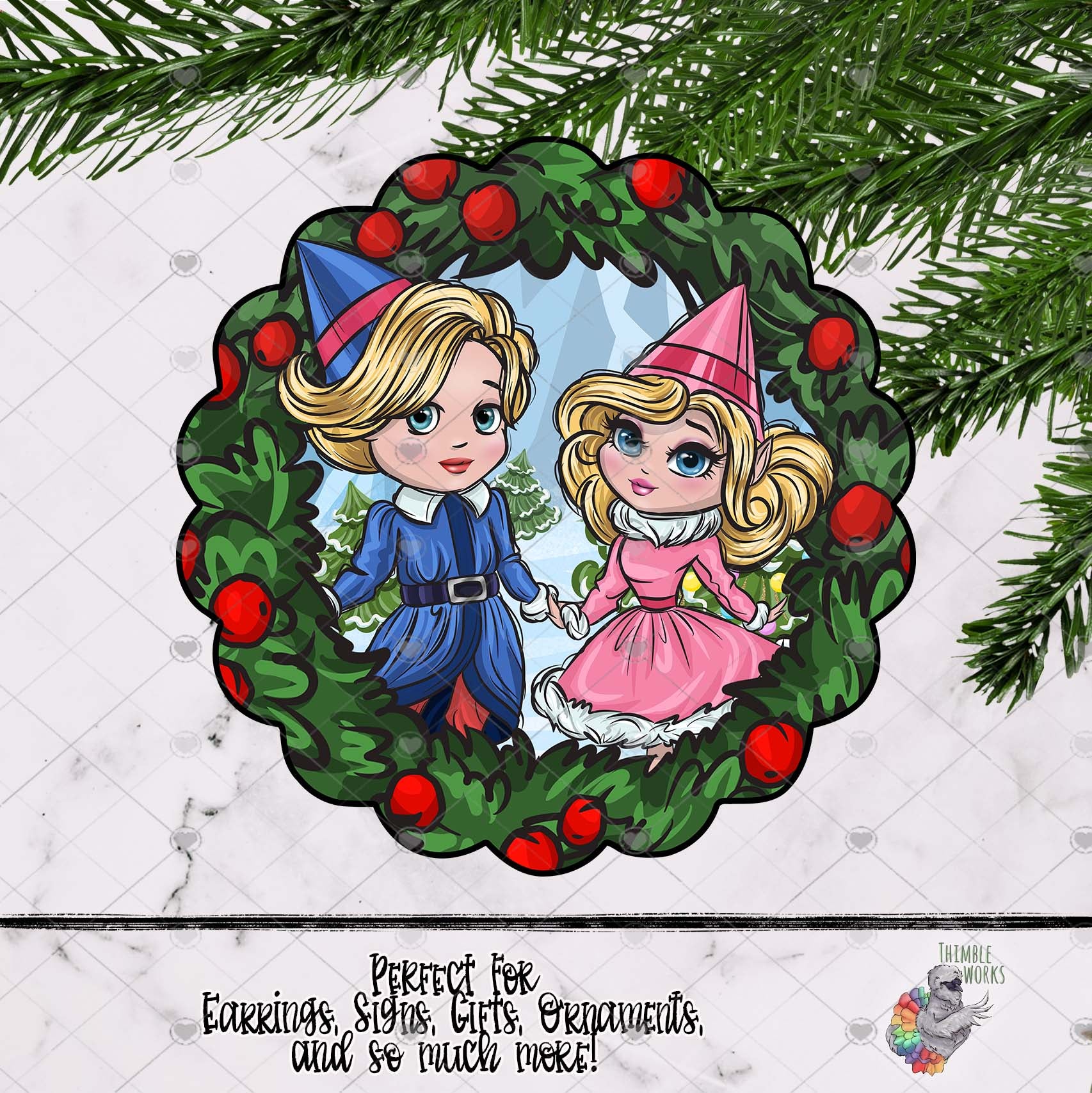 Boy and Girl Elves Scallop Design