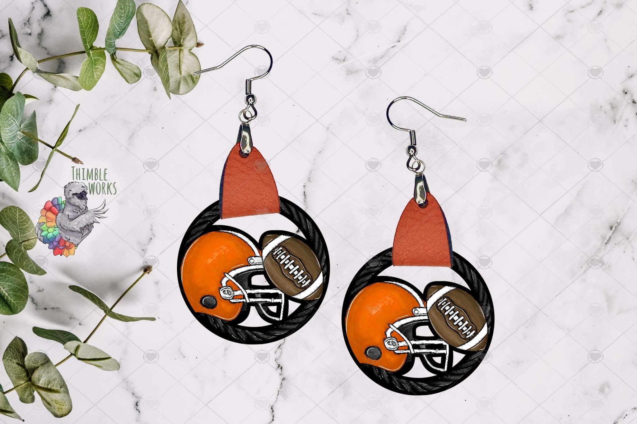 Football Helmet Leather Earring Design Bundle