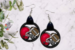 Load image into Gallery viewer, Red Football Helmet Leather Earring Design
