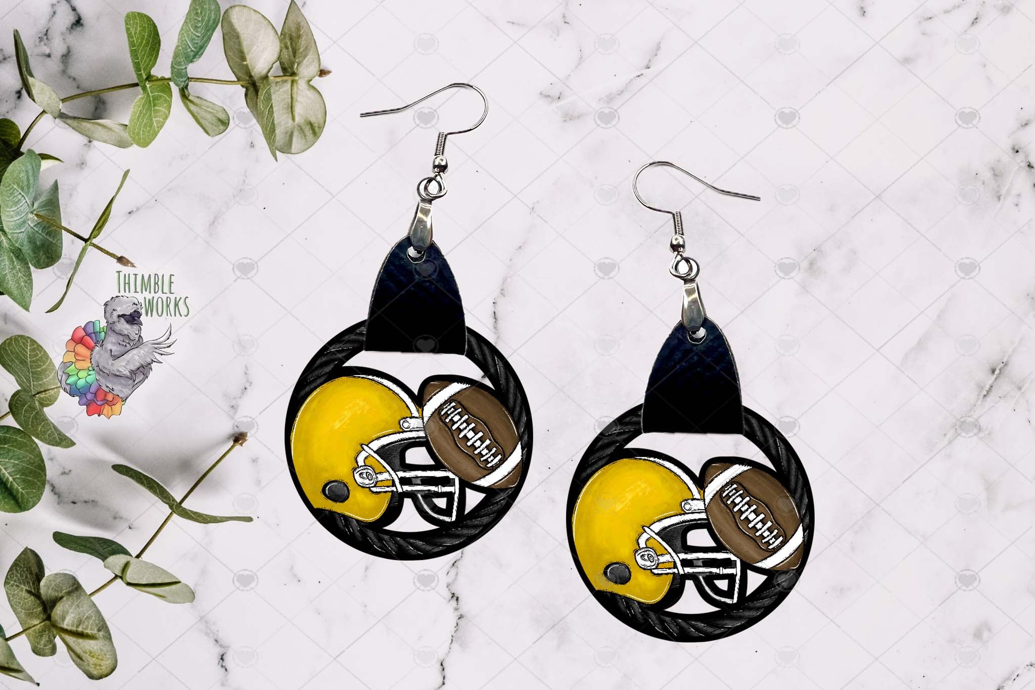 Football Helmet Leather Earring Design Bundle