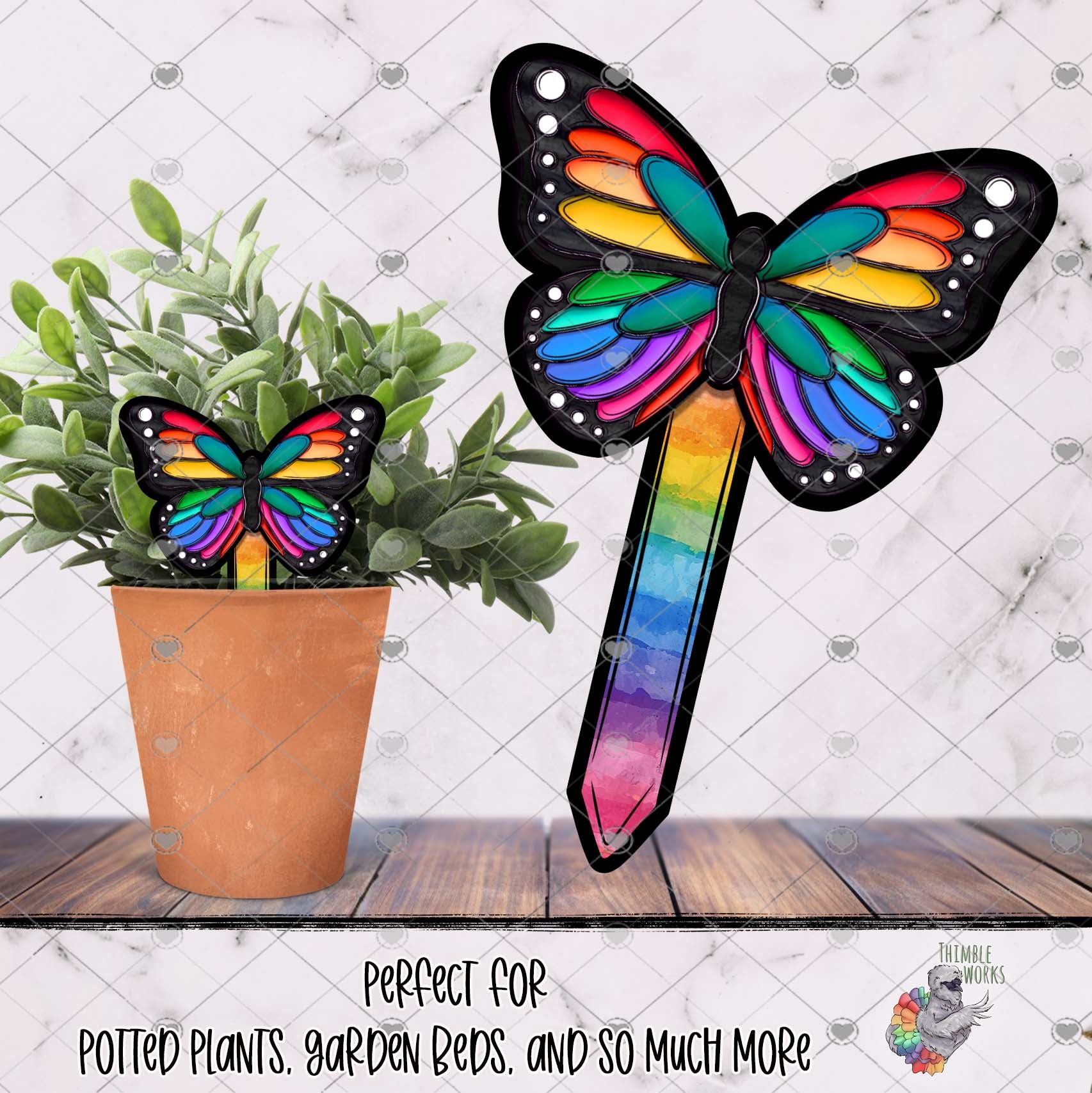 Rainbow Butterfly Garden Stake Design