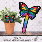 Load image into Gallery viewer, Rainbow Butterfly Garden Stake Design
