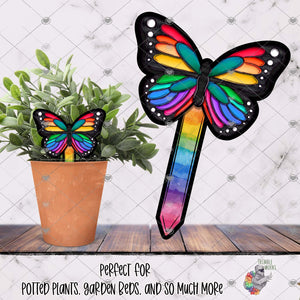 Rainbow Butterfly Garden Stake Design