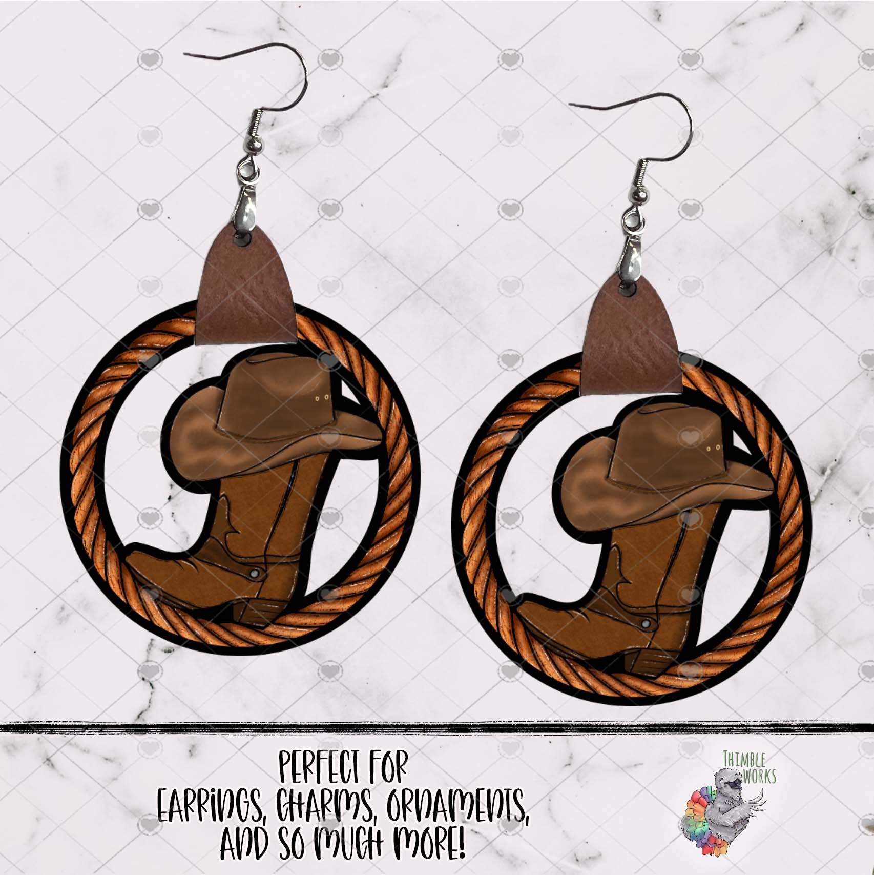 Brown Cowboy Boot Leather Earring