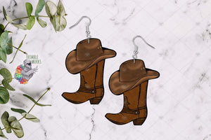 Brown Cowboy Boot with Hat Sublimation Design