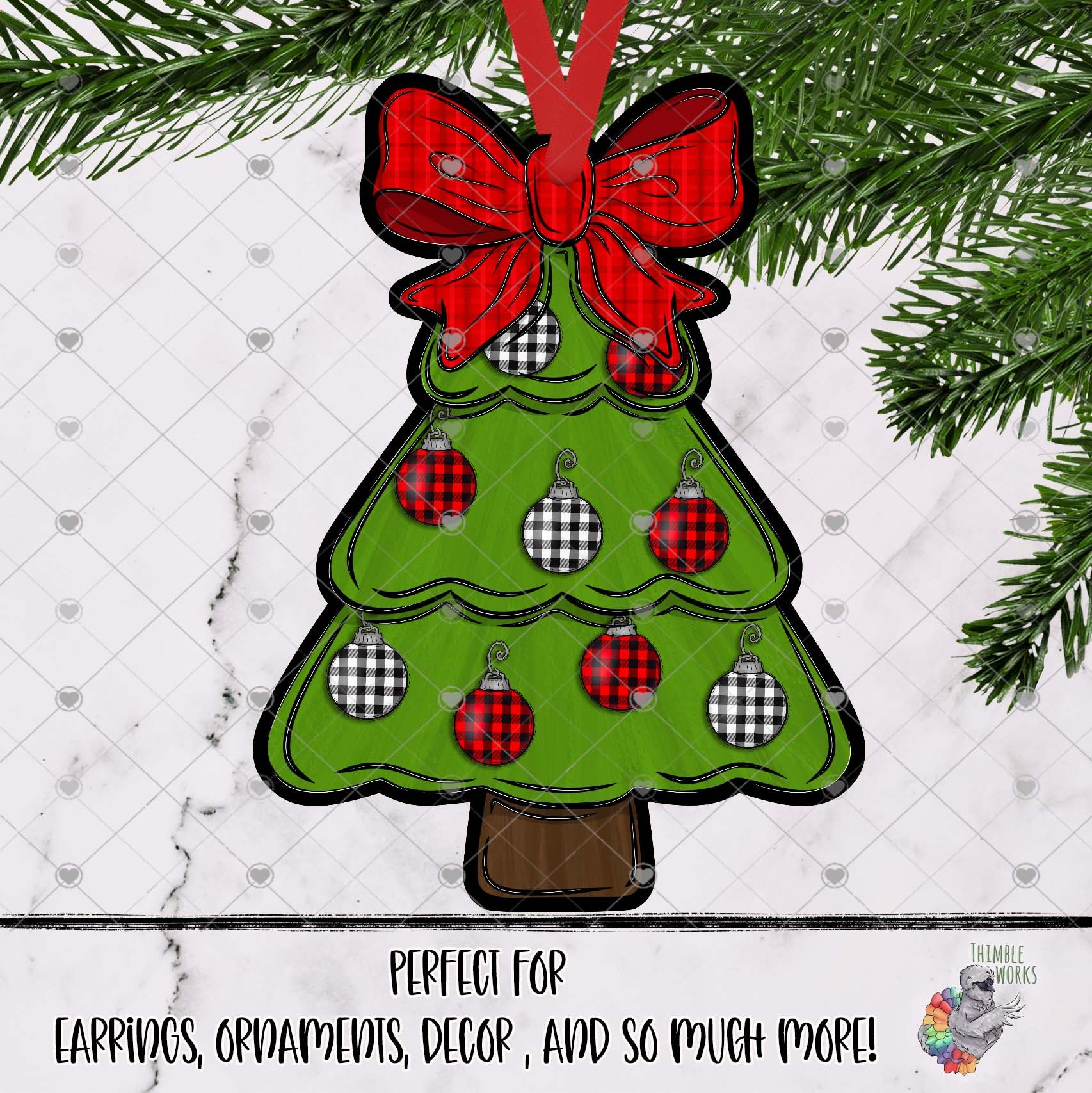 Plaid Christmas Tree with Bow Design