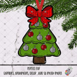 Load image into Gallery viewer, Plaid Christmas Tree with Bow Design

