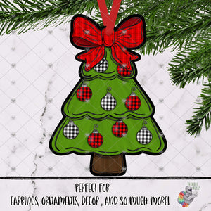 Plaid Christmas Tree with Bow Design