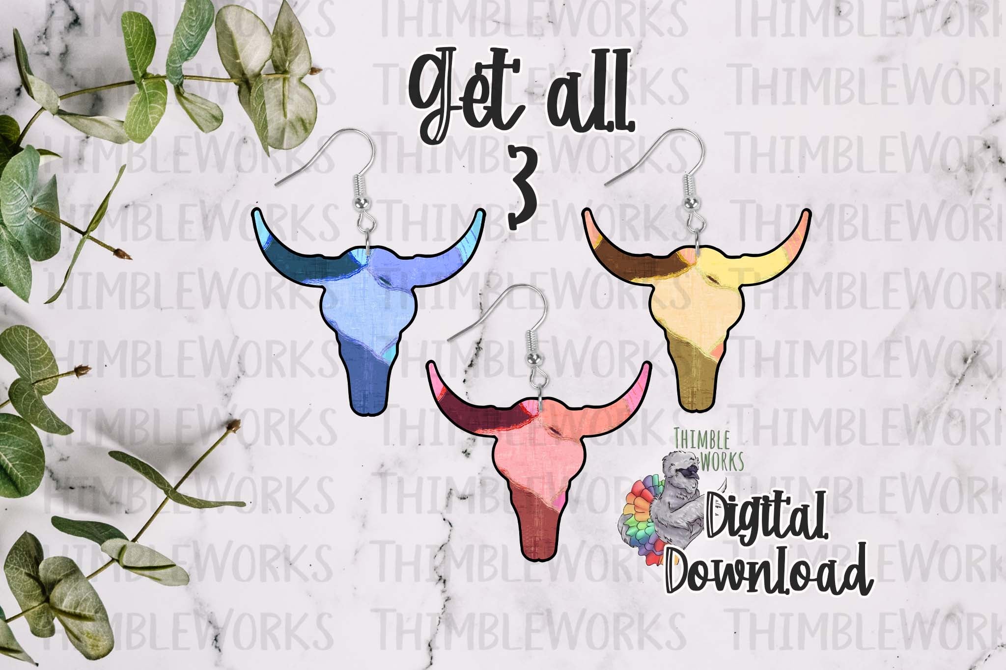 Colorful Bull Skull Design Bundle