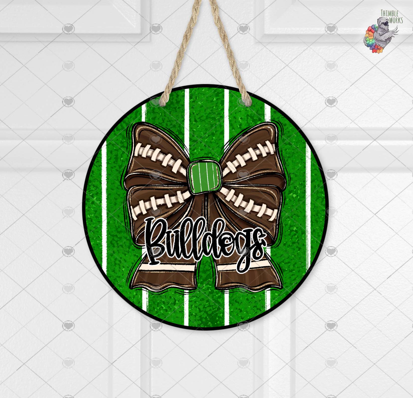 Bulldogs Football Coquette Bow Round Design