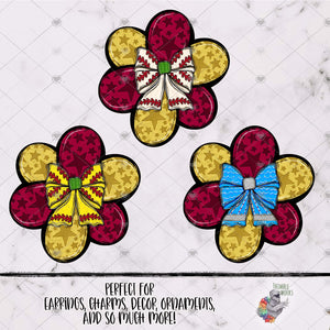 Burgandy and Gold Sports Chubby Flower Design Bundle