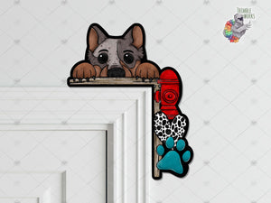 Cattle Dog Peeking Over the Door Sitter Sublimation Design