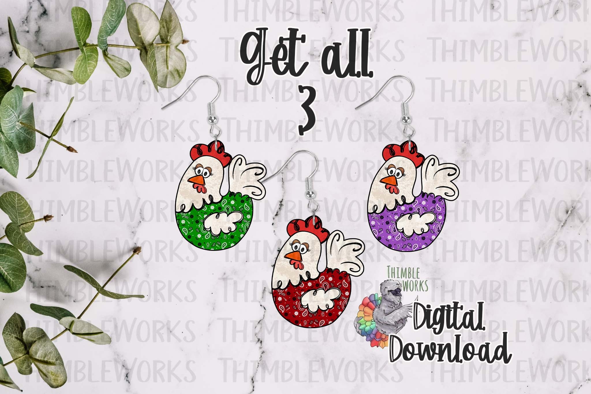 Paisley Chickens Design Bundle