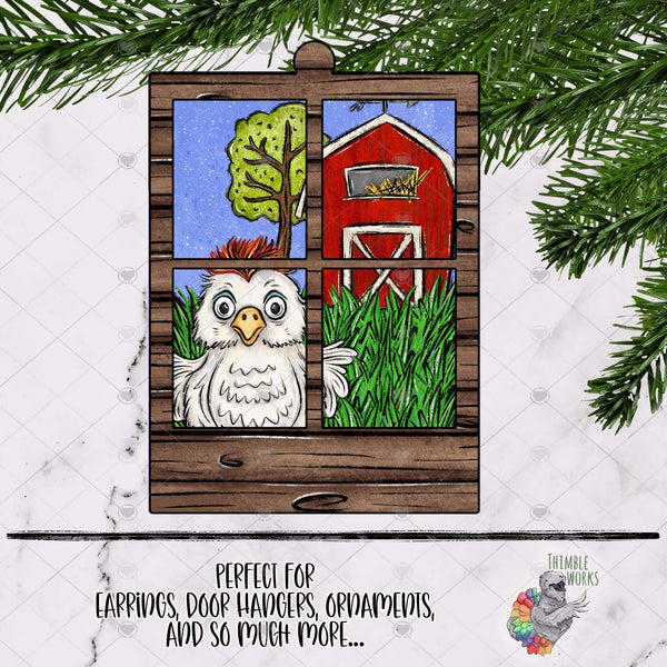 Chicken Window Poster Chicken Window Frame Sublimation Design – ThimbleWorks