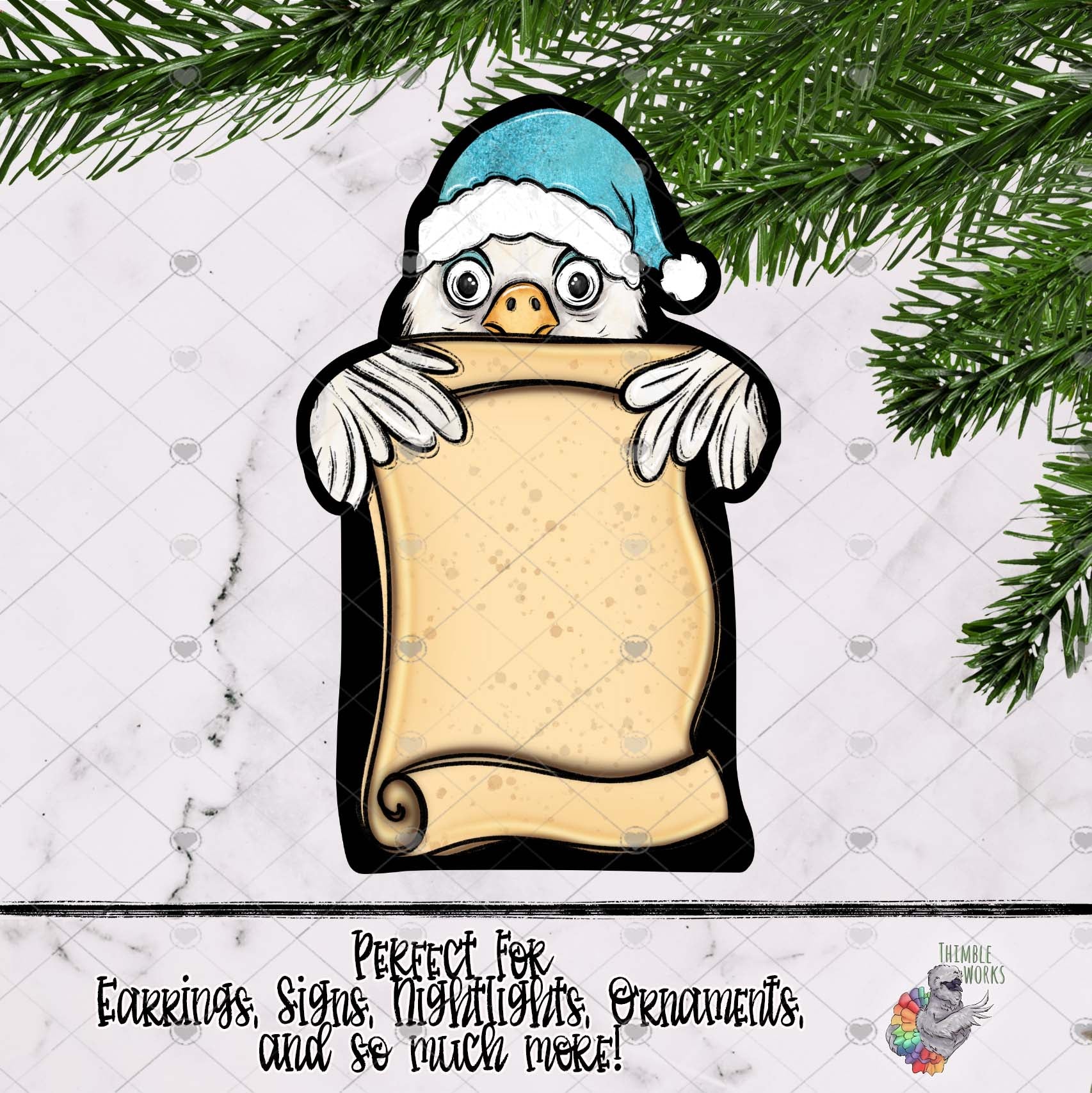 Chicken Santa Scroll Design