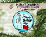 Load image into Gallery viewer, Skeleton Merry Christmas Round Sublimation Design
