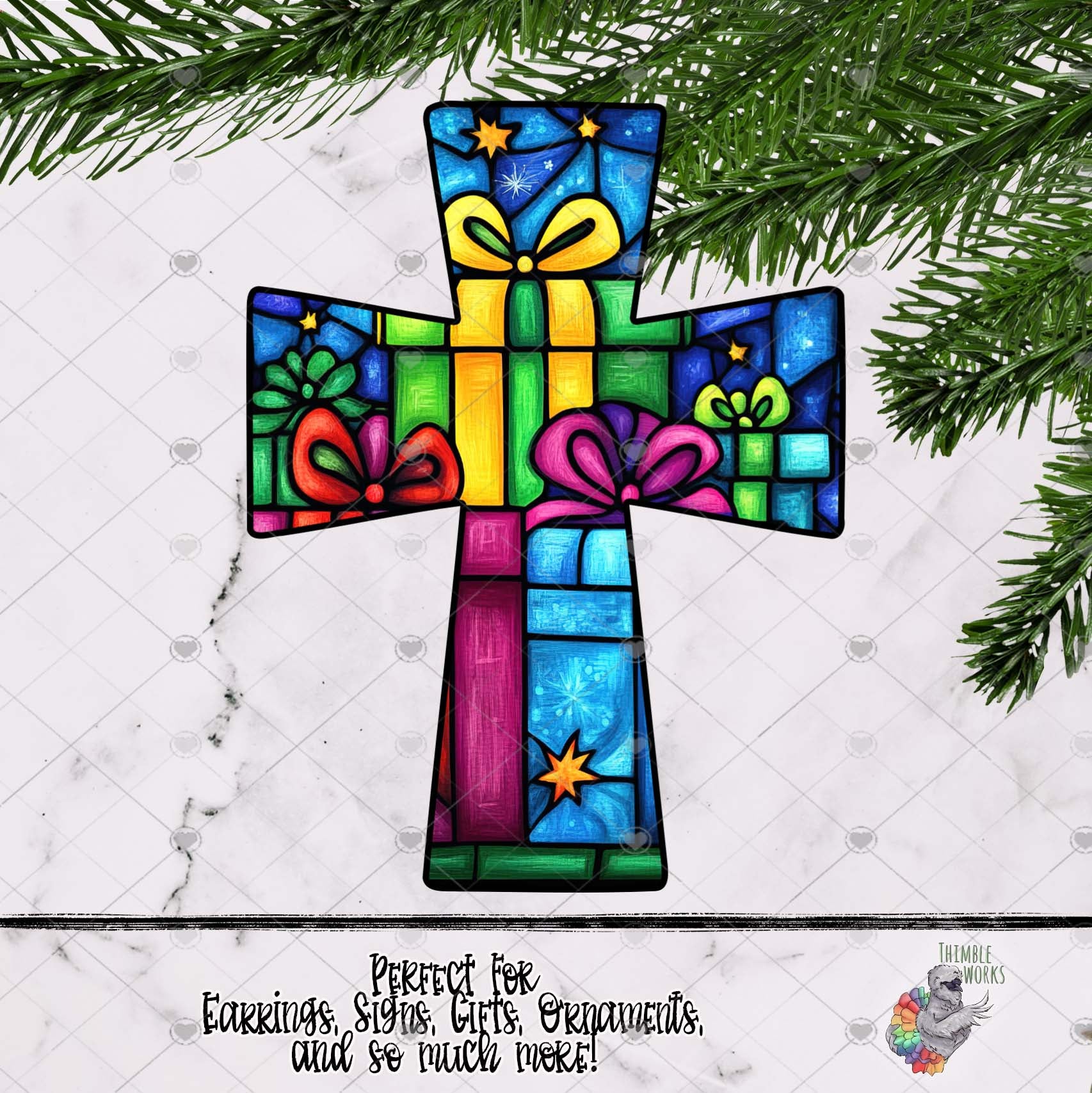 Christmas Gifts Stained Glass Cross Design