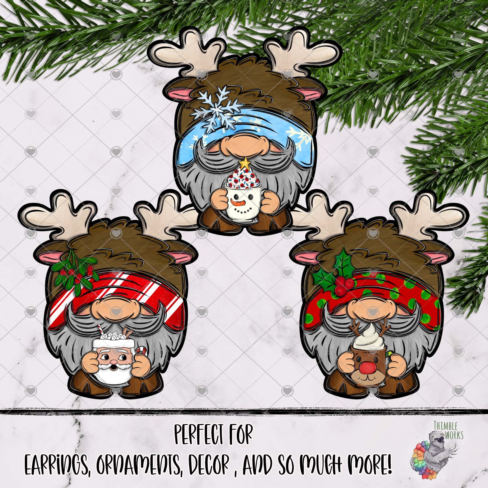 Christmas Mugs Reindeer Gnome Design Bundle
