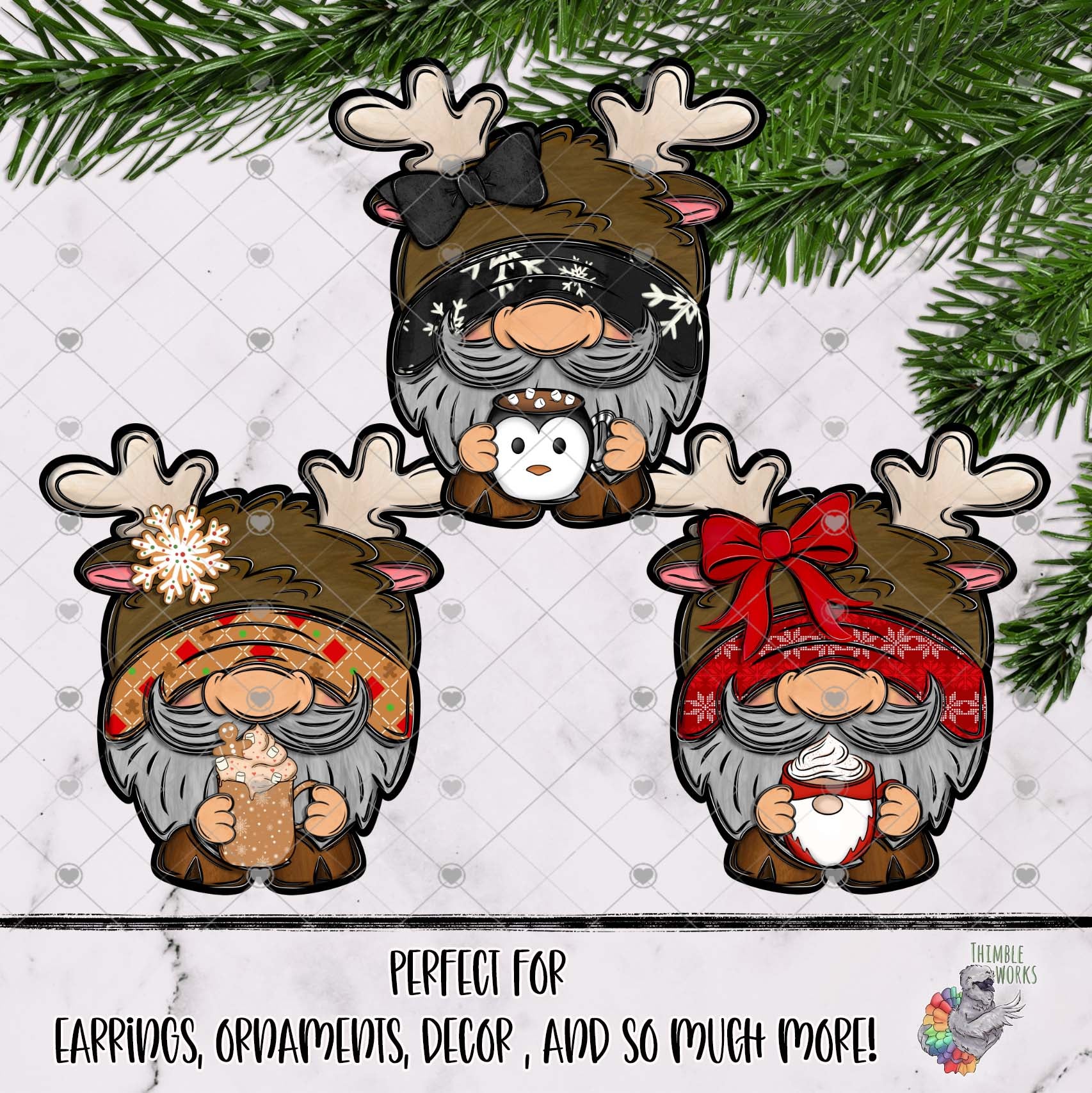 Coffee Mugs Reindeer Gnome Design Bundle