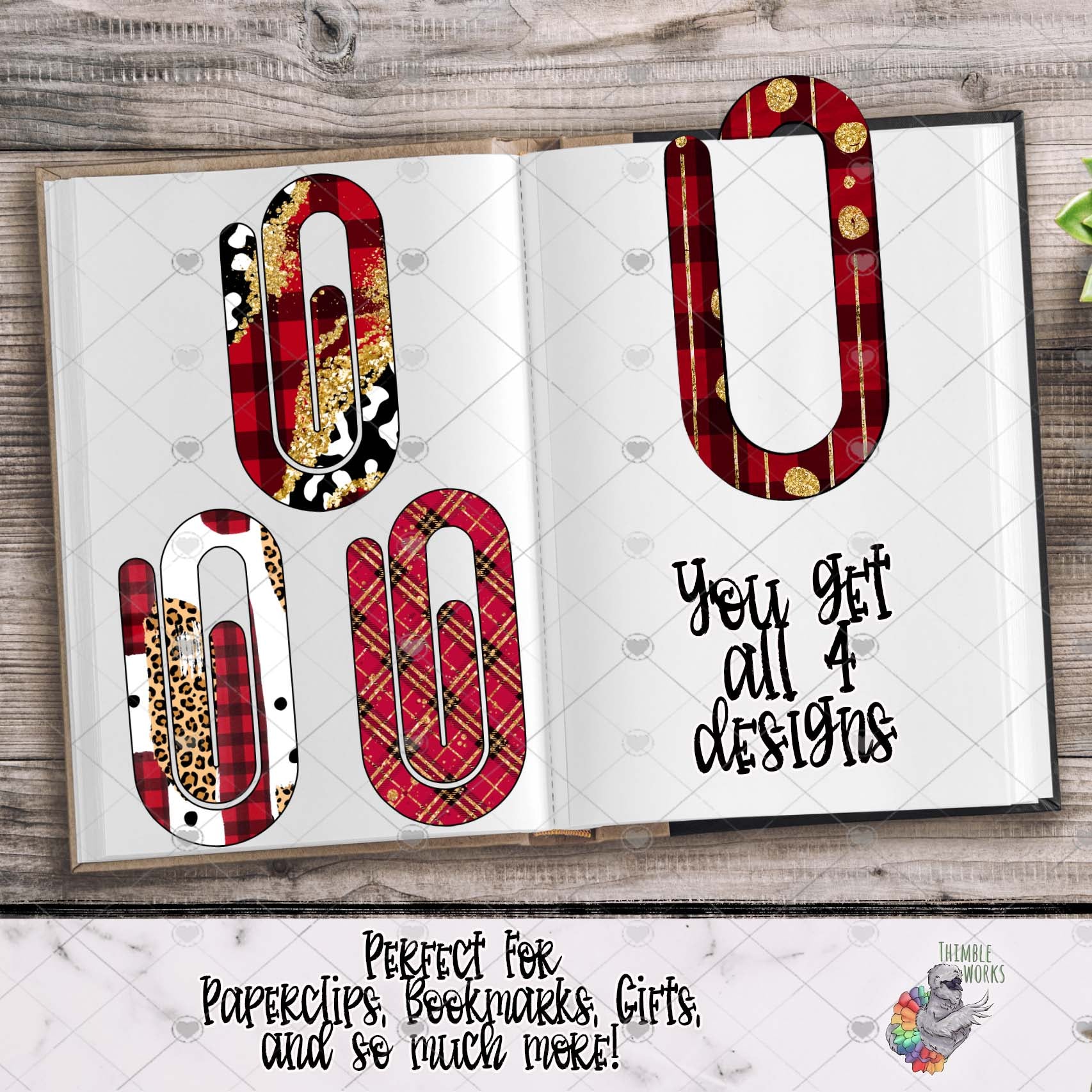 Christmas Glitter Plaid Paperclip Design Bundle