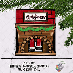 Christmas Santa Fireplace Sublimation Design